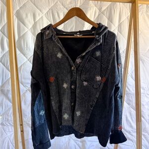 Women's Thermal Waffle Knit Hoodie Jacket